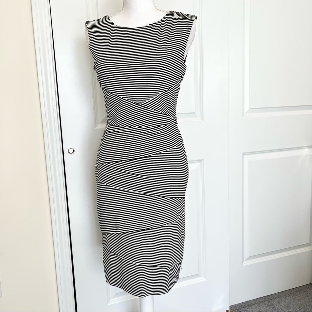 NWOT WHBM Instant Slimming Striped Sheath Dress w Built in Shapewear - Picture 5 of 9